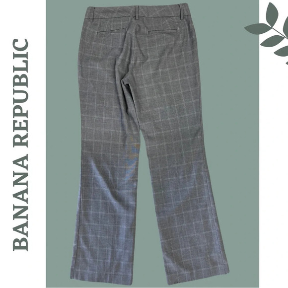 Banana Republic Martin Fit Check Trouser Grey Blue  Size 4 - Picture 2 of 7